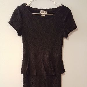 Navy Peplum Lace Dress